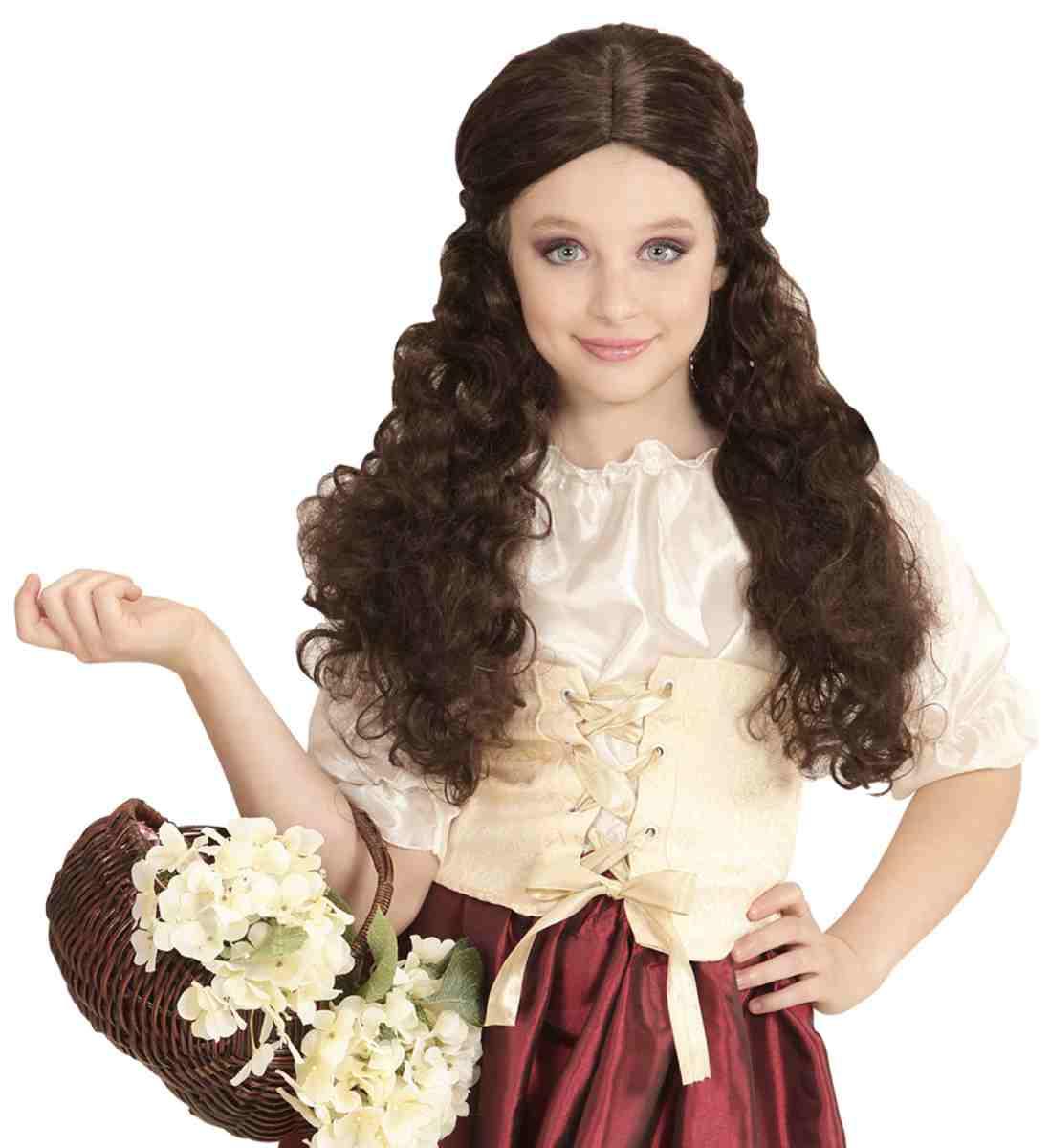 Parrucca ragazza medievale castano 74598