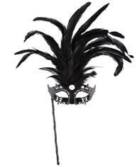 Maschera marchesa con bastoncino nera
