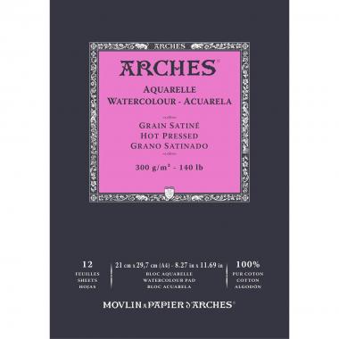 Arches aquarelle blocco grana satinata bianco naturale 300gr. a4 12 fogli