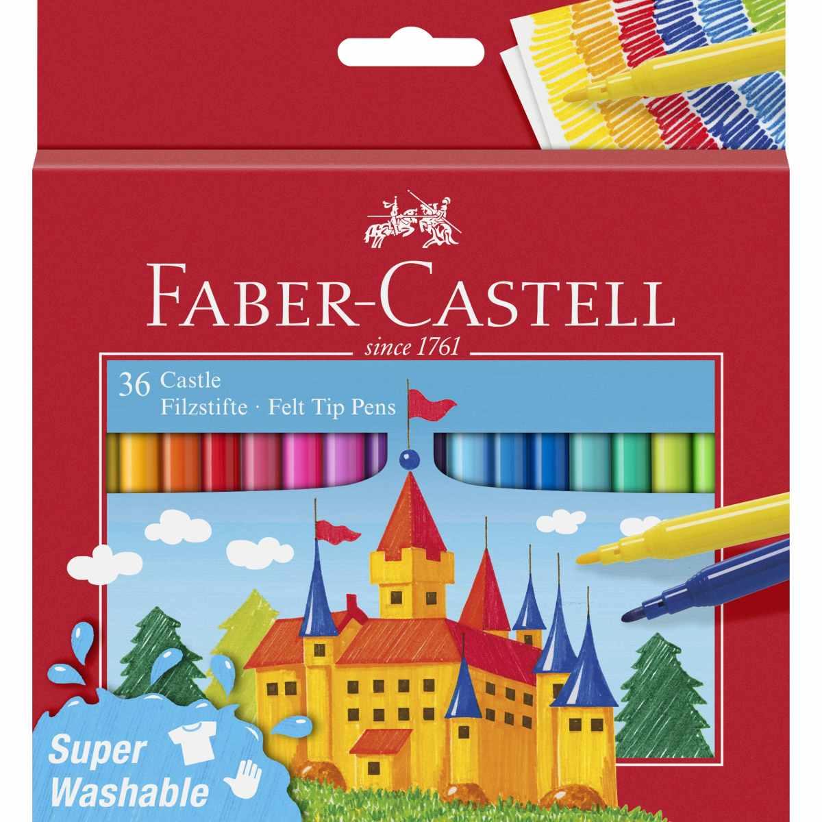 Faber castell 36 pennarelli a fibra castello super lavabili