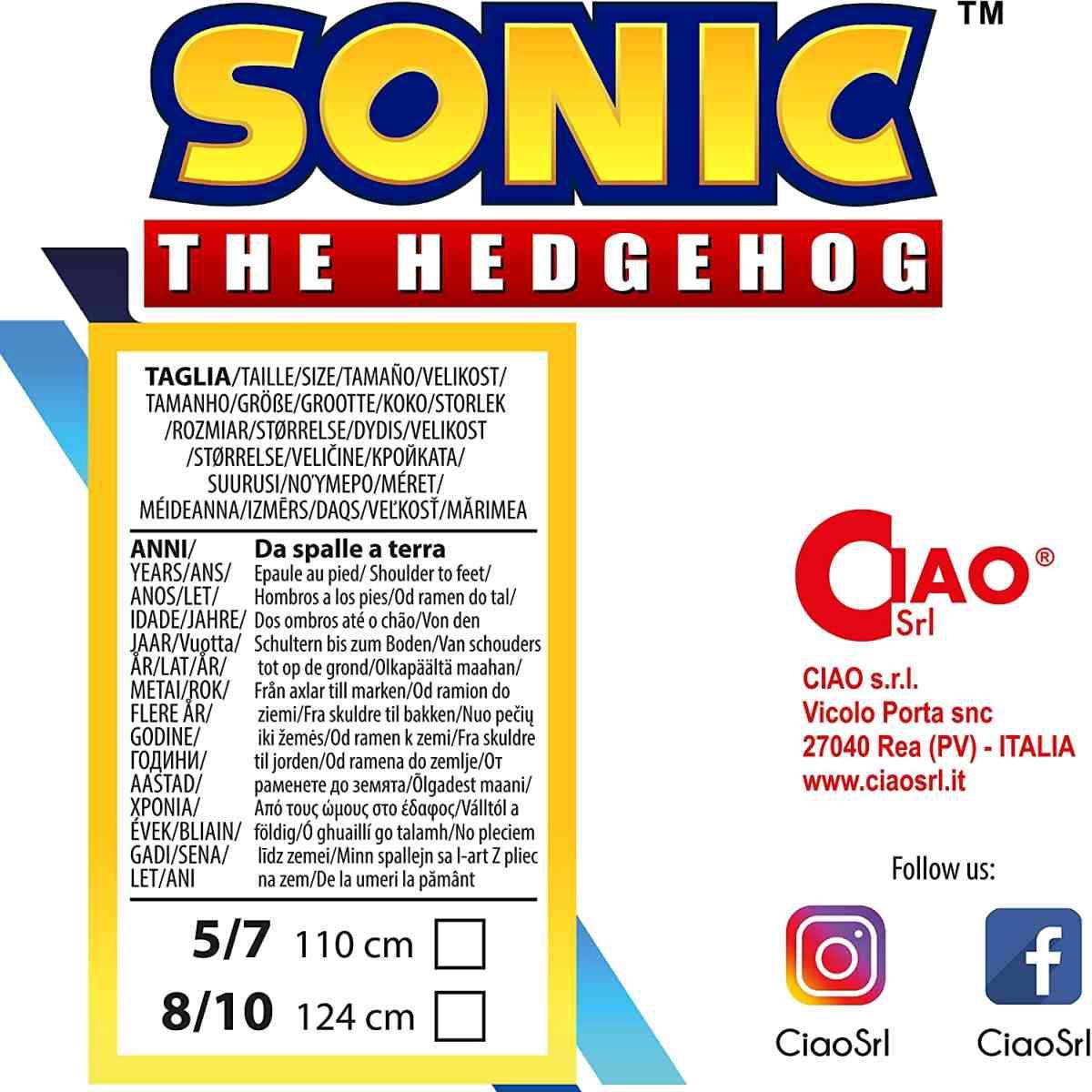 Costume sonic 8/10 anni