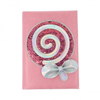 Quaderno ecopelle rosa con paillettes collezione lecca lecca