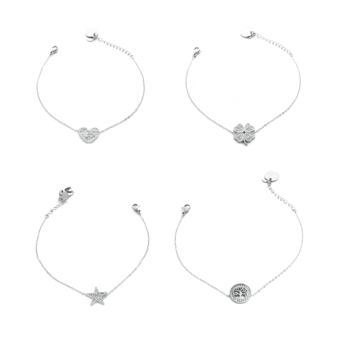 Bracciale donna in acciaio e strass polo