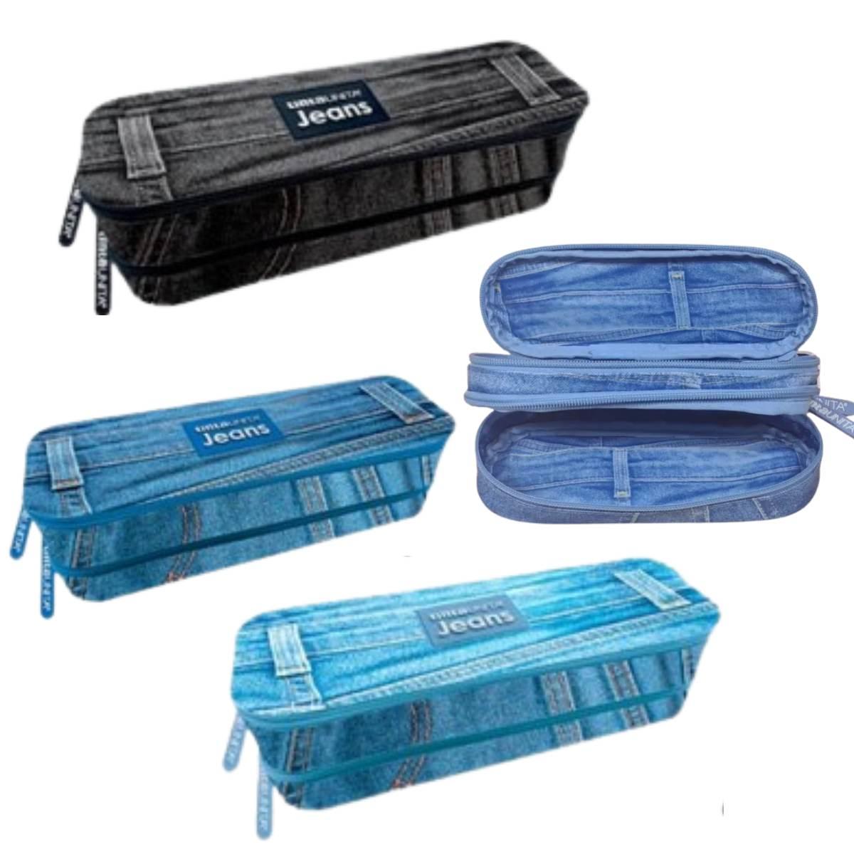 Borsellino 2 zip tinta unita jeans