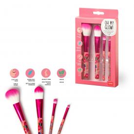 Legami Set 4 pennelli per makeup brushes oh my glow flowers 49111  8054117621674