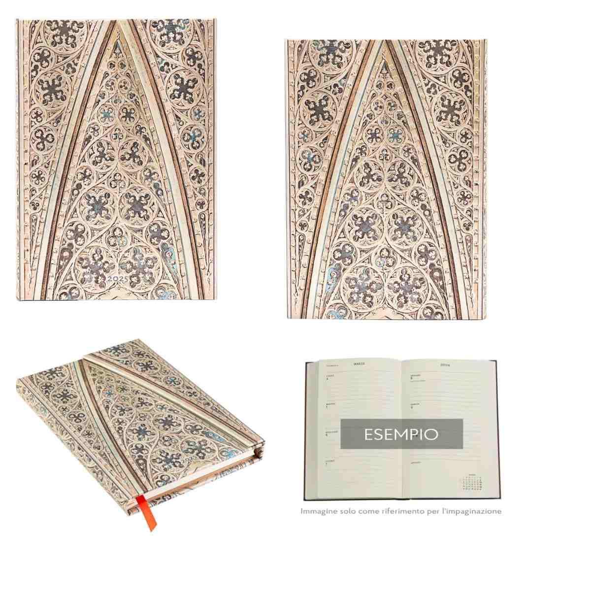 Agenda paperblanks 2025 la volta del duomo di milano 12 mesi orizzontale midi 12,5x18 cm