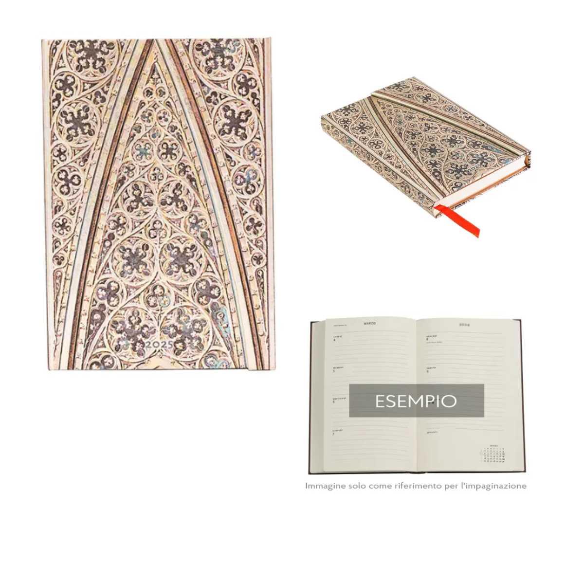 Agenda paperblanks 2025 la volta del duomo di milano 12 mesi orizzontale mini 9,5x14 cm