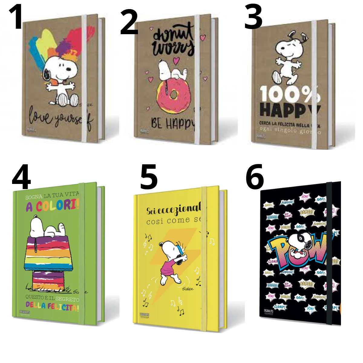 Quaderno cartonato con elastico 15x21  peanuts