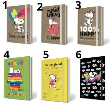 Quaderno cartonato con elastico 15x21  peanuts