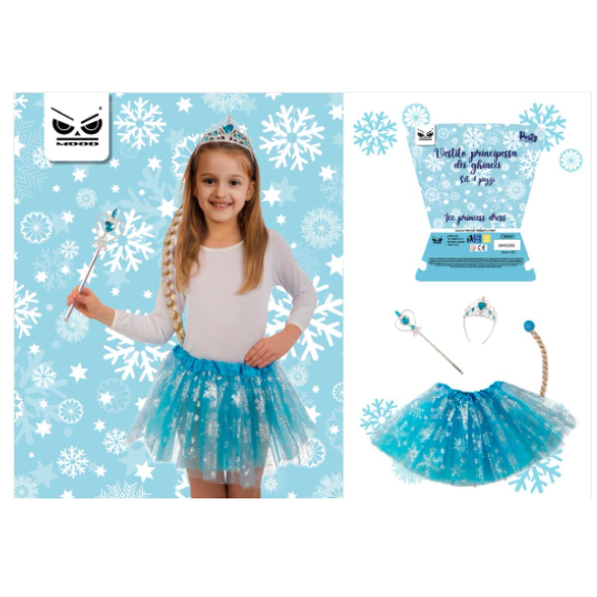 Set vestito principessa delle nevi con treccia 3-6 anni