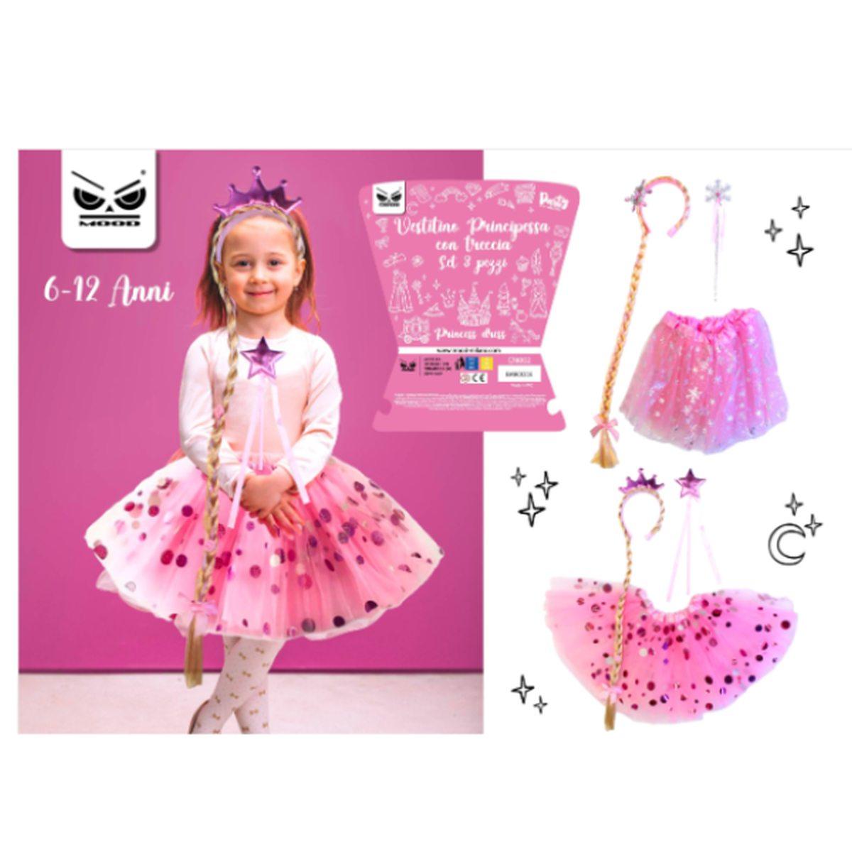 Vestito principessa con treccia set 3 pezzi