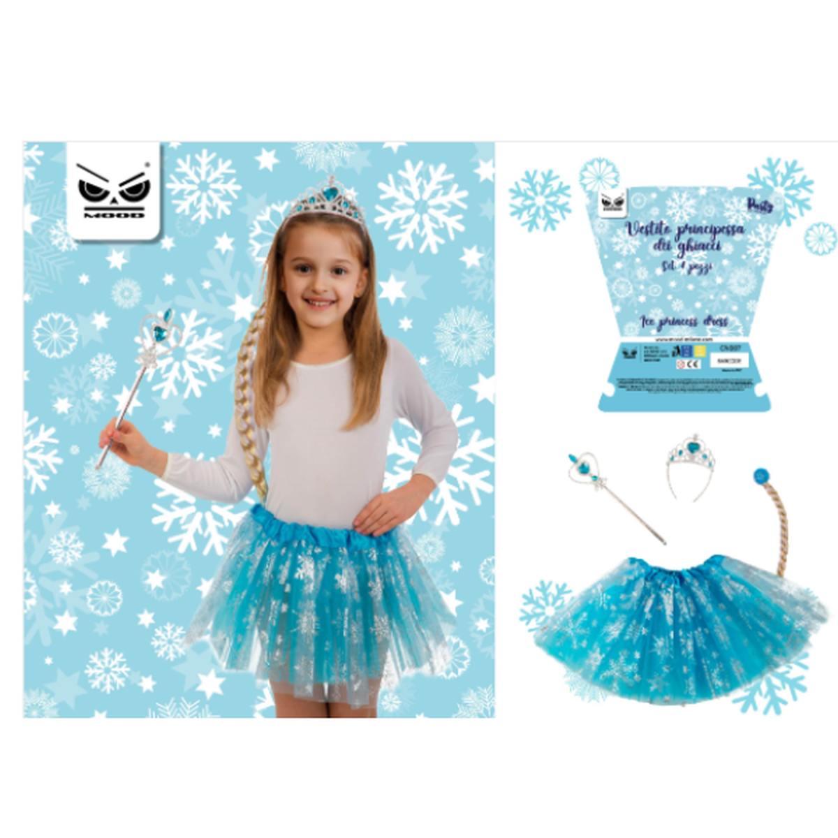 Vestito principessa dei ghiacci set 4 pezzi