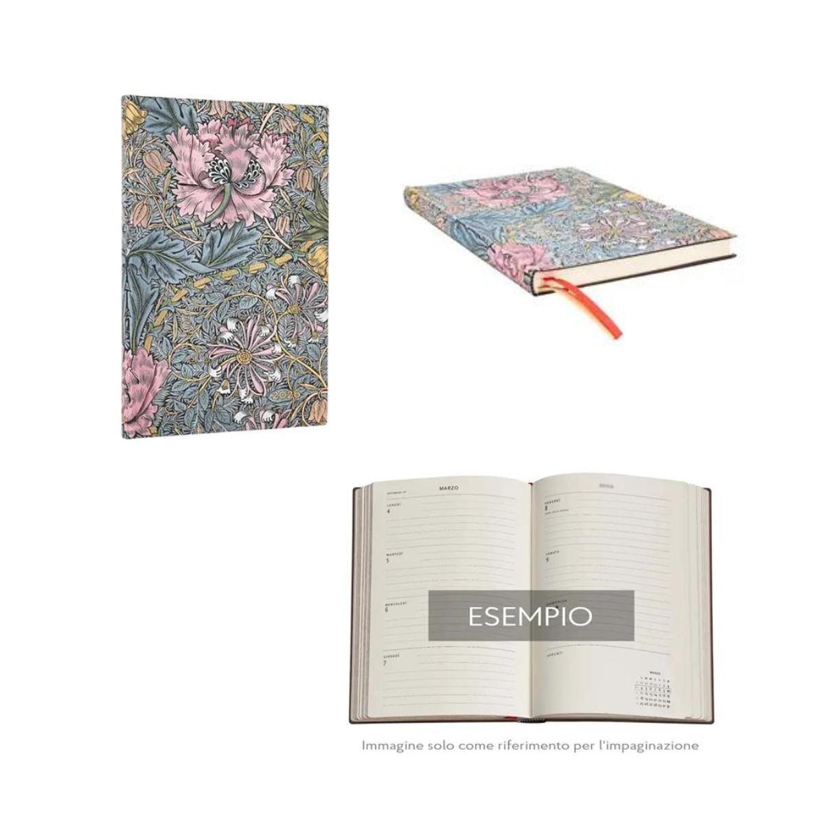 Agenda paperblanks 2026 moris pink honeysuckle 12 mesi copertina morbida orizzontale