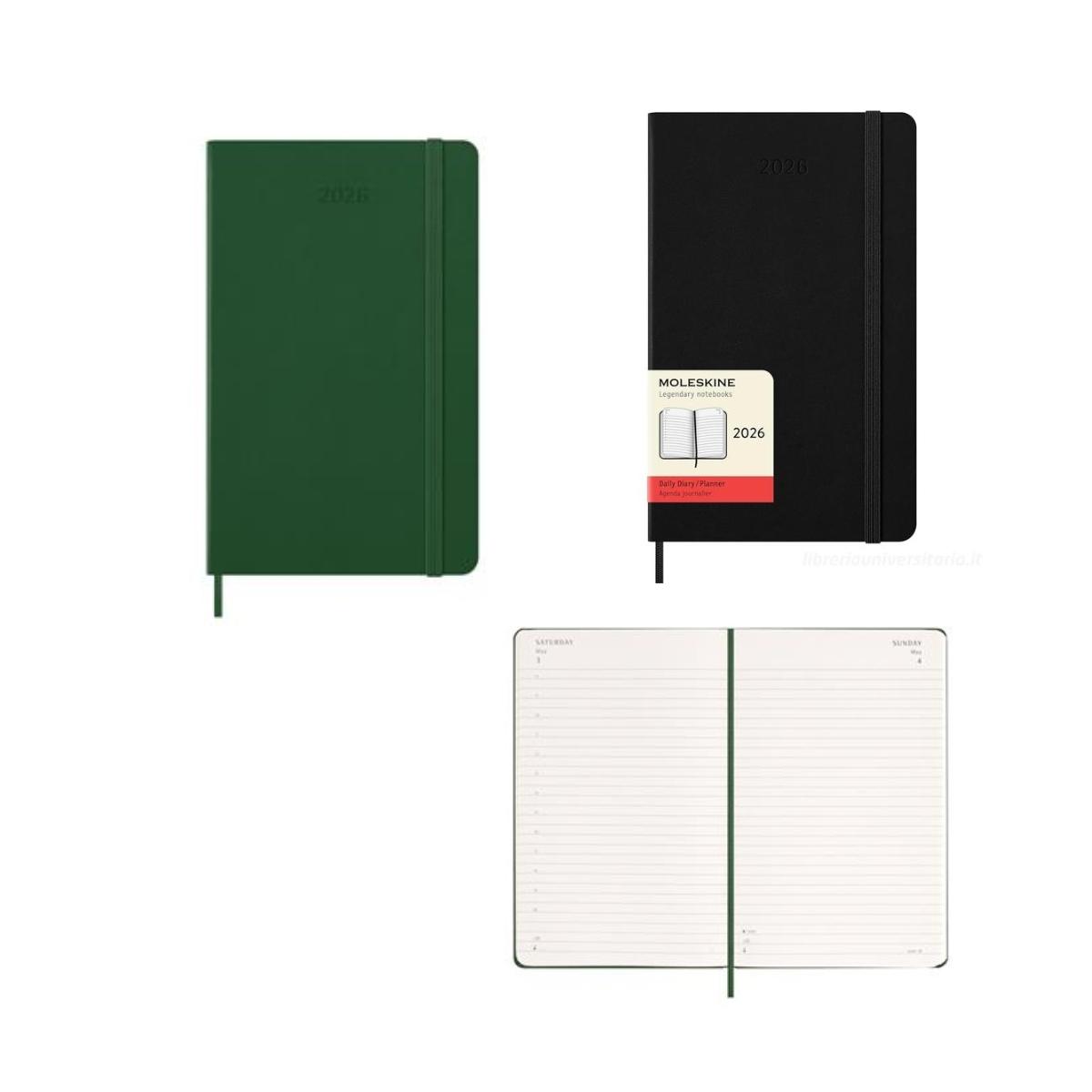 Agenda giornaliera moleskine 2026 12 mesi large copertina rigida 13x21
