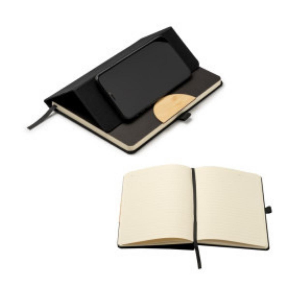 Blocco appunti in rpet e bamboo 15x21 con portacellulare