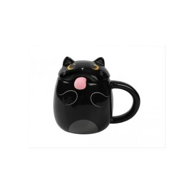 Tazza in ceramica con lingua gatto nero