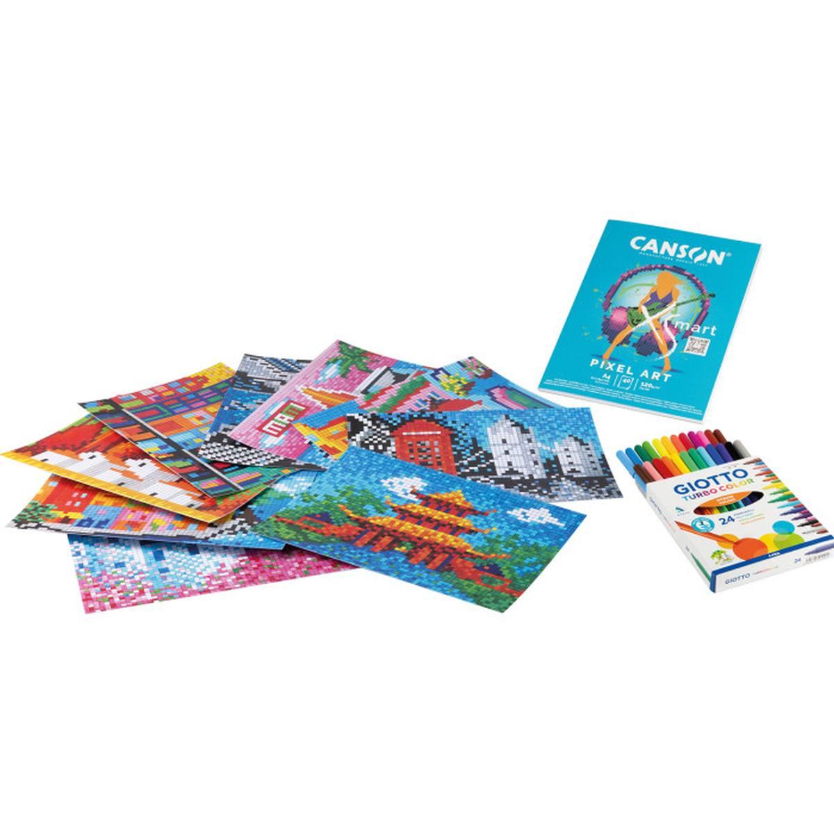 Gioco creativo giotto art lab pixel art postcards fila