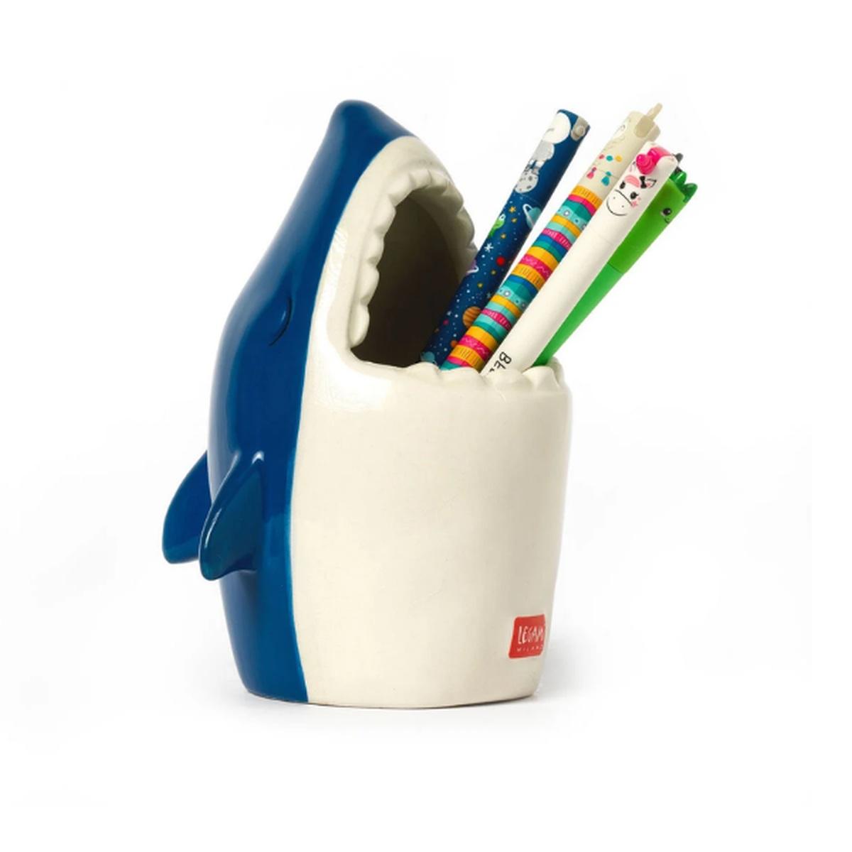 Portapenne in ceramica desk friends shark
