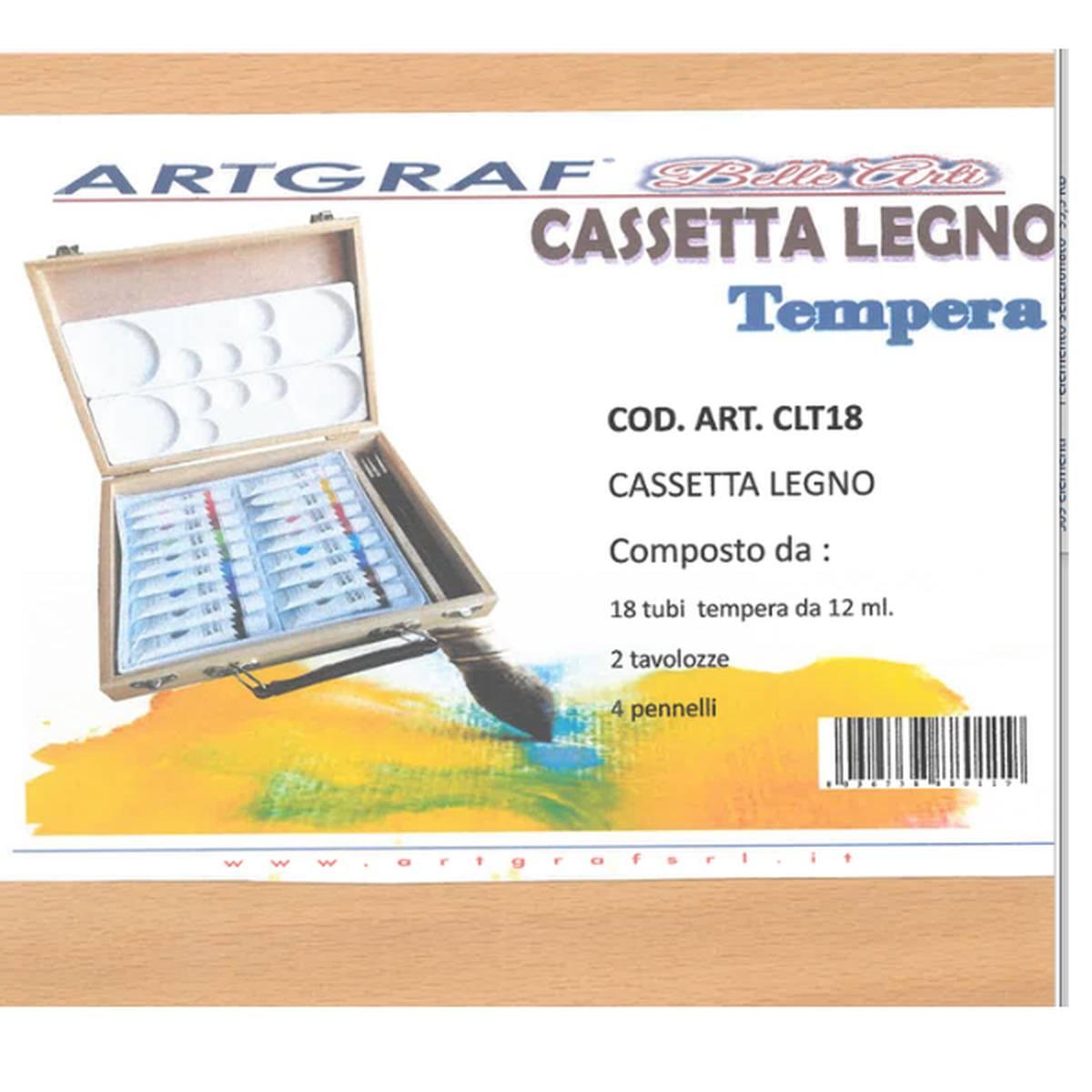 Cassetta in legno 18 tempere da12 ml