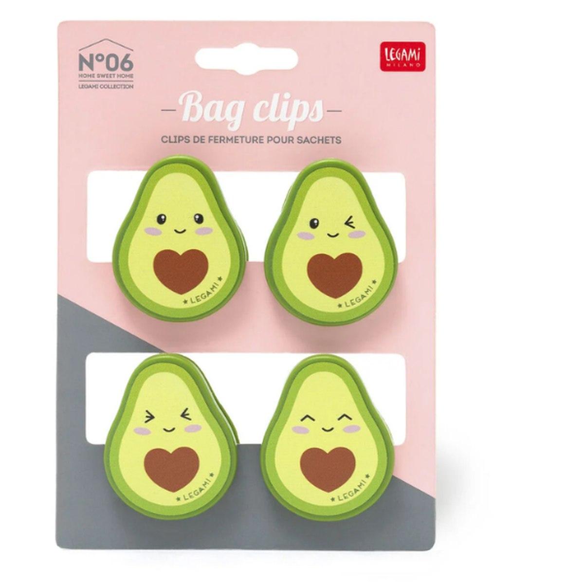 Set di 4 clip chiudi pacco avocado