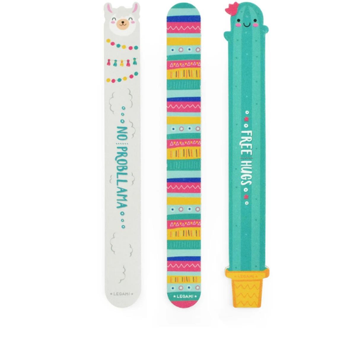 Set 3 lime per unghie tema llama