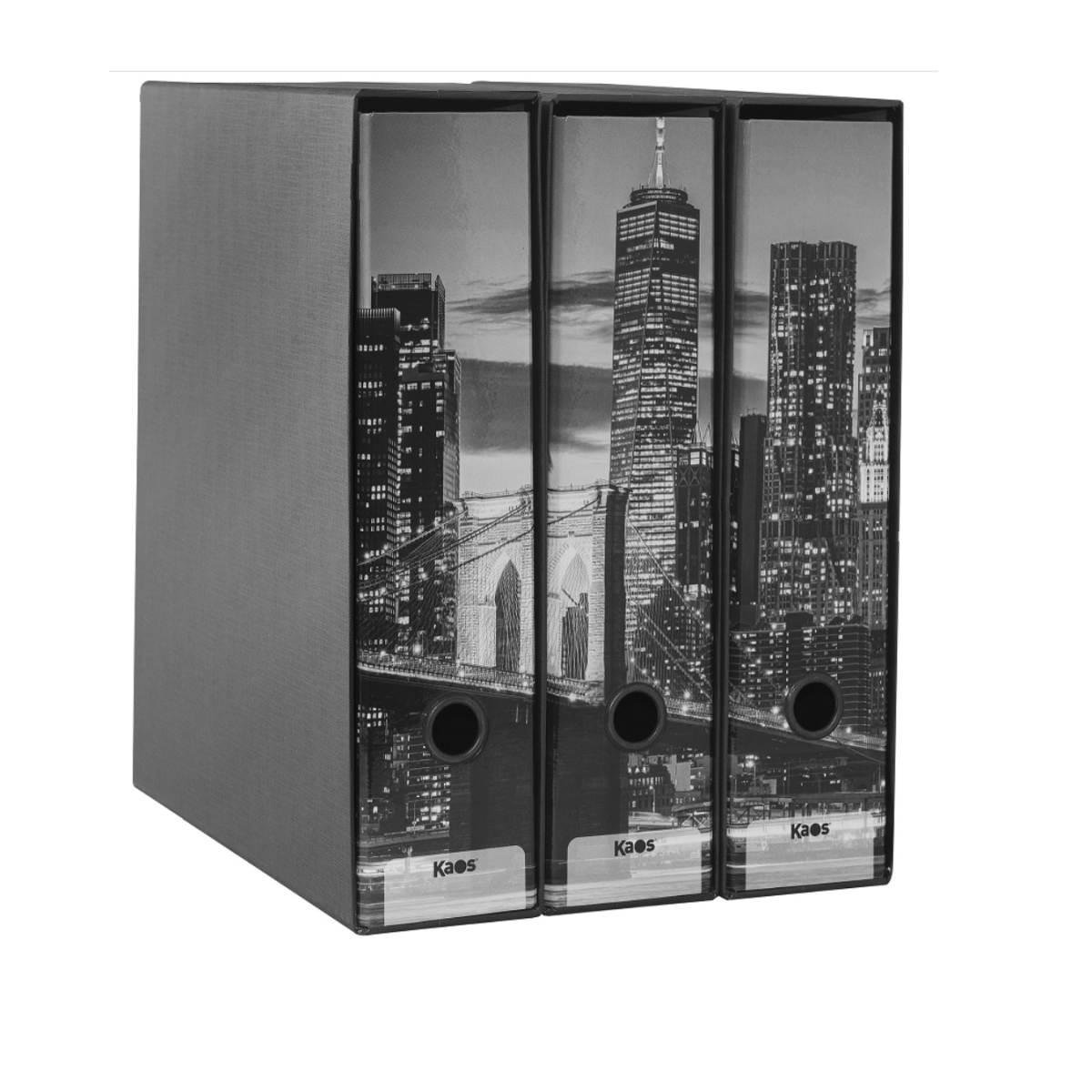 Set 3 raccoglitori kaos dorso 8 cm new york