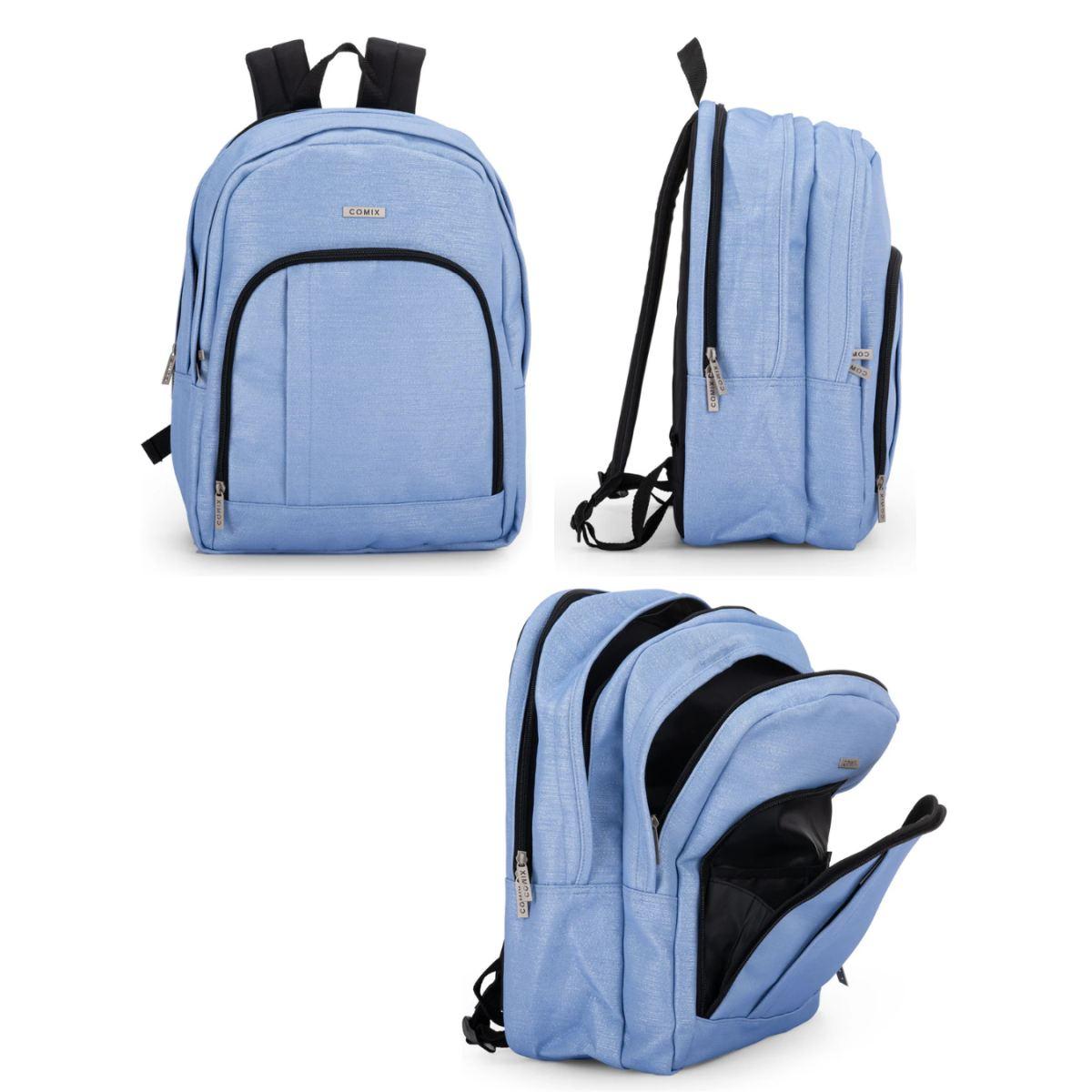 Zaino organizzato  lurex azzurro comix